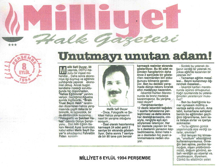 Neden Unutuyoruz - Dünya Hafıza Şampiyonu - Melik Duyar - Unutmayı Unutan Adam - Milliyet Gazetesi - Haber