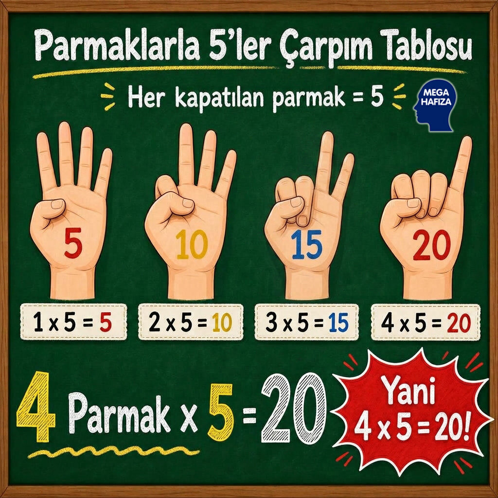 parmaklarla 5 ler çarpım tablosu