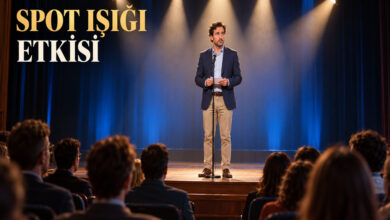 Spot ışığında kaygılı konuşmacı